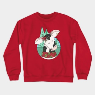 Cute Christmas Cow Illustration // Festive Animal Cartoon Crewneck Sweatshirt